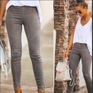 Beulah boutique brand Moto jeggings size S (two pair) black and gray.